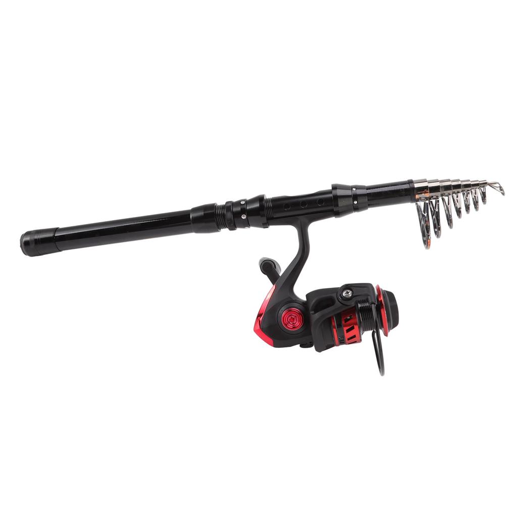 Fishing Pole Kit Complete with Telescopic Black Short Sea Pole Fishing Rod and Reel Combo for Outdoor