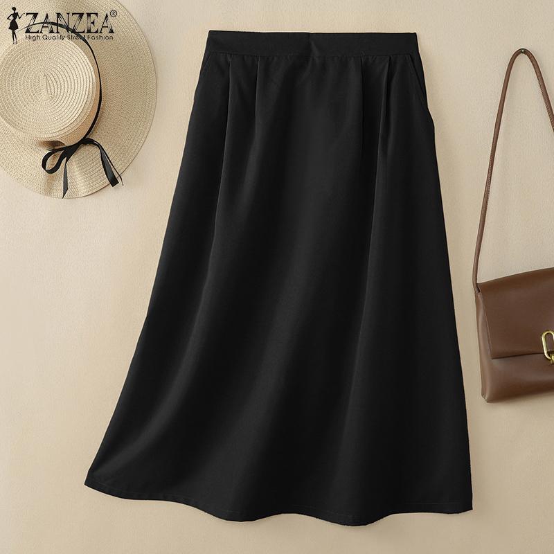 ZANZEA Women Casual Elastic Waist Loose Summer Skirts