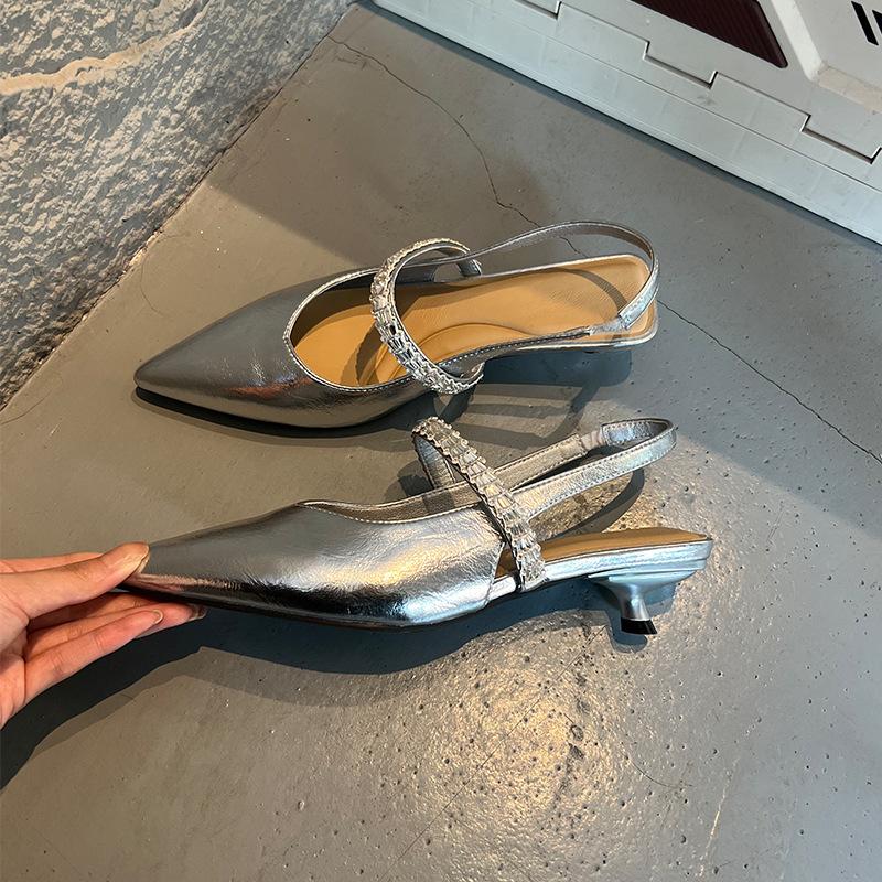 First Layer Sheepskin Insole Bag Head Sandals Spring and Summer Outer Wear French Mary Jane Shoes Single Shoes Women's Shoes