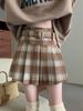 Women's Retro Plaid Wool Blend High Waist Pleated Skirt - Autumn/Winter Academy Style A-Line Short Skirt