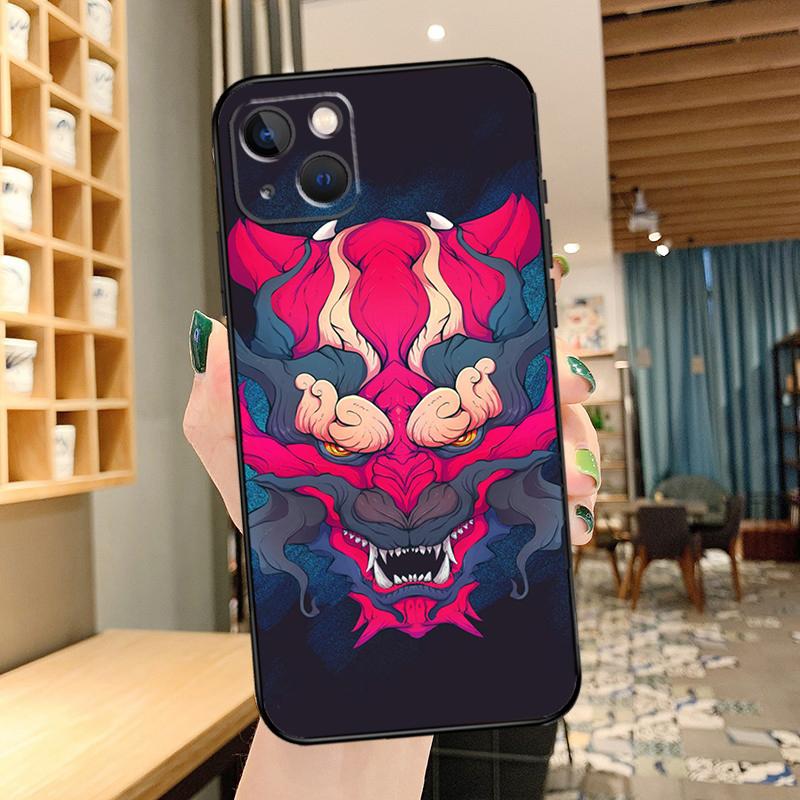 Oni Hannya Demon Mask Phone Case For iPhone 16 17 Pro Max 14 13 12 11 15 Pro Max mini 15 16 Plus 16e 17 Air Cover