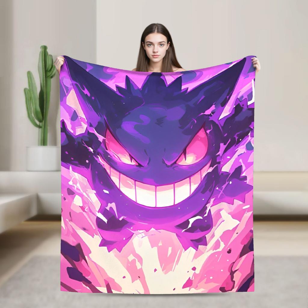 Gengar Cartoon  Blanket  Super Warm Street Trend Plush Throw Blanket For Home Decor Decorative Flannel Bedspread Bed Cover