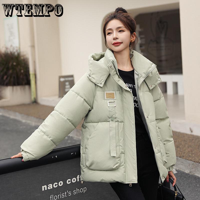 Короткая часть большого размера пуховая хлопковая куртка женская зимняя свободная — фото 9