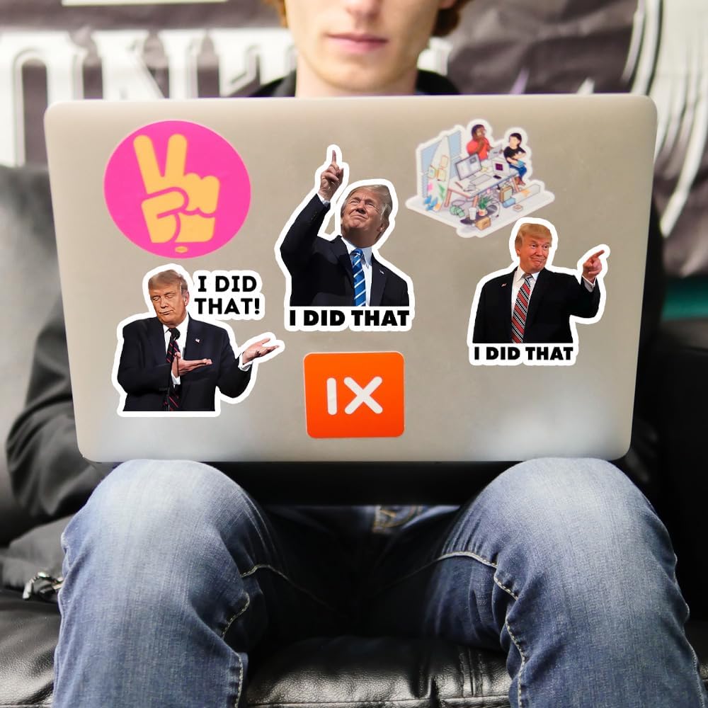 Trump I Did That Stickers, 100 Pcs, 3" Large Size, Multicolor, Vinyl, Modern, Contemporary, Rectangular, Outdoor, President Trump, Lightweight
