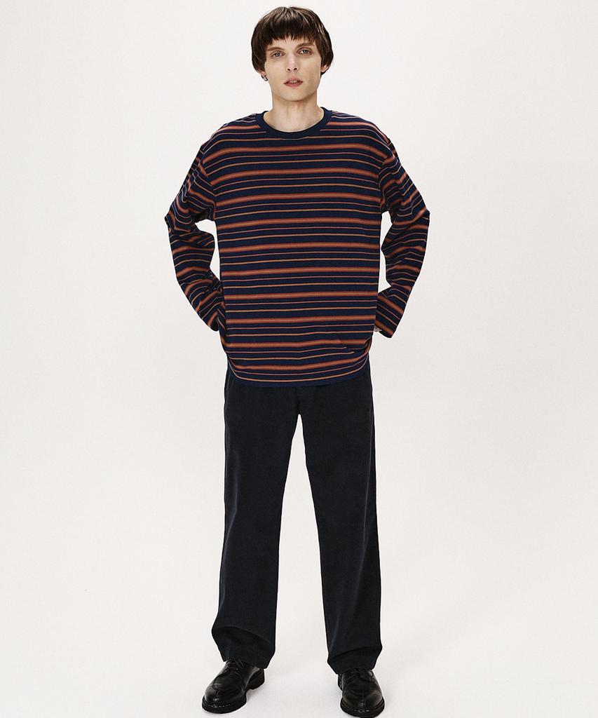 SHIRTER Fine Stripe Ls T-Shirt (Navy Brown)