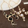 Metal Oval Tassel Necklace Earrings Medieval Light Luxury High-end Jewelry Set Design Niche Jewelry Women