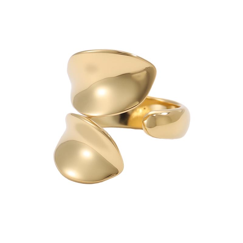 INSSGG Luxurious Leaf Adjustable Wide Band Ring
