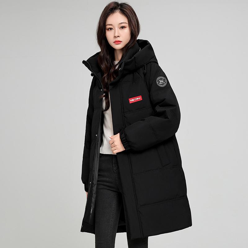New down jacket men's and women's medium and long thickened warm white duck down fashionable versatile couple coat