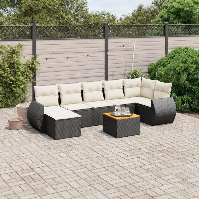 VidaXL Garden Lounge Set with Cushions 8 Pcs, Patio Sofas, Furniture Set, Outdoor Terrace Furniture, Black 3257442