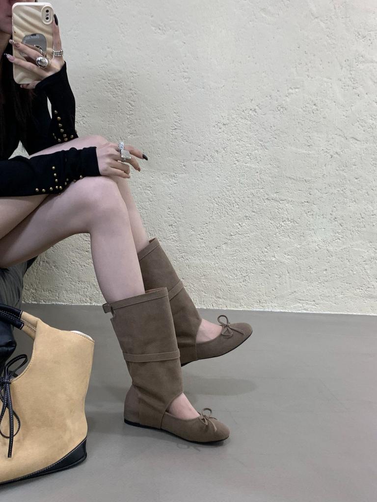 2025 neue Maillard-Stiefel Sommer neues Design eckige Spitze Schleife hohl innen Höhenerhöhung 4CM coole Stiefel