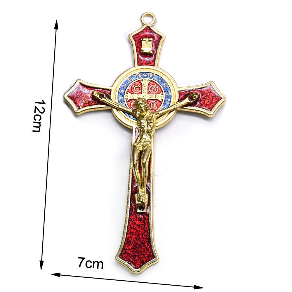 12*7cm Goldenes St. Benedikt Kreuz Jesus Christus Anhänger Religion Beten Dekoration Zubehör