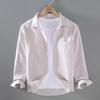 Men's High-End Oxford Long-Sleeve Shirt - Pure White Japanese Hong Kong Style - Spring/Autumn Casual Top