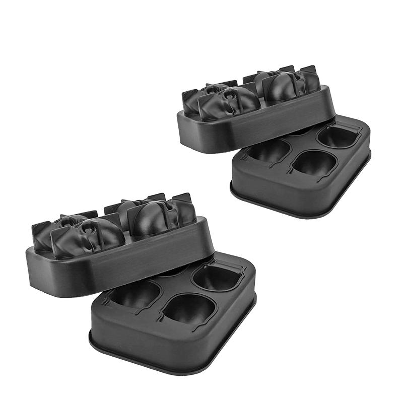 Ice Cube Tray 3D Skull Ice Mold Easy Release Silicone Mold 4 Cute and Funny Ice Skull for Whiskey Cocktails and Juice Beverages