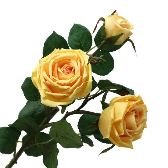 3 Stems Artificial Flowers Bouquet with 2 Heads Blooms And 1 Bud Real Touch Rose Flower Branch for Wedding Home Office Table Decor