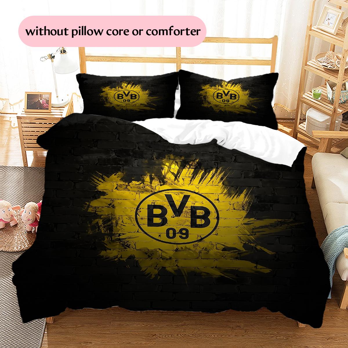 

Borussia Dortmund team Pattern Bedding Home Decoration Birthday Gift (1 * duvet cover + 2 * pillowcase, without core) 135x200cm