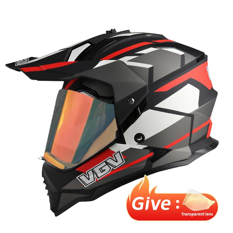 VGV Motocross Helmet DOT Double Lens Common Man Women Motorcycle Helmet Dirt Bike Karting Downhill AM DH Cross Sunscreen Lens