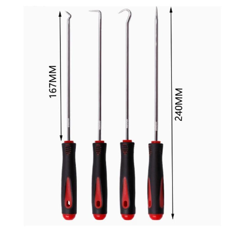 4-Piece Car Pick and Hook Set, O-Ring Seal Gasket Puller, Oring Removal Screwdriver Hand Tool for Oil Sealing and Auto Vehicle Repair