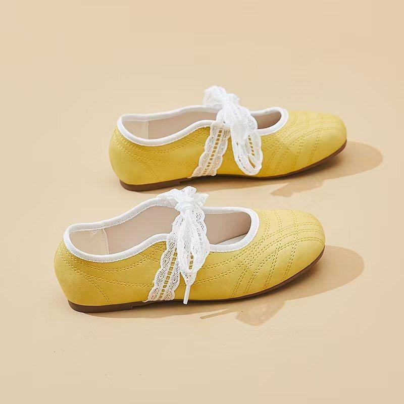 

Flat Lace Mary Jane Single Shoes Women s Summer Round Head with Skirt Versatile Grandma Shoes 40 жовтий