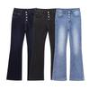 Womens High-Waisted Flared Jeans Street Style Slim Fit Casual Denim Pants