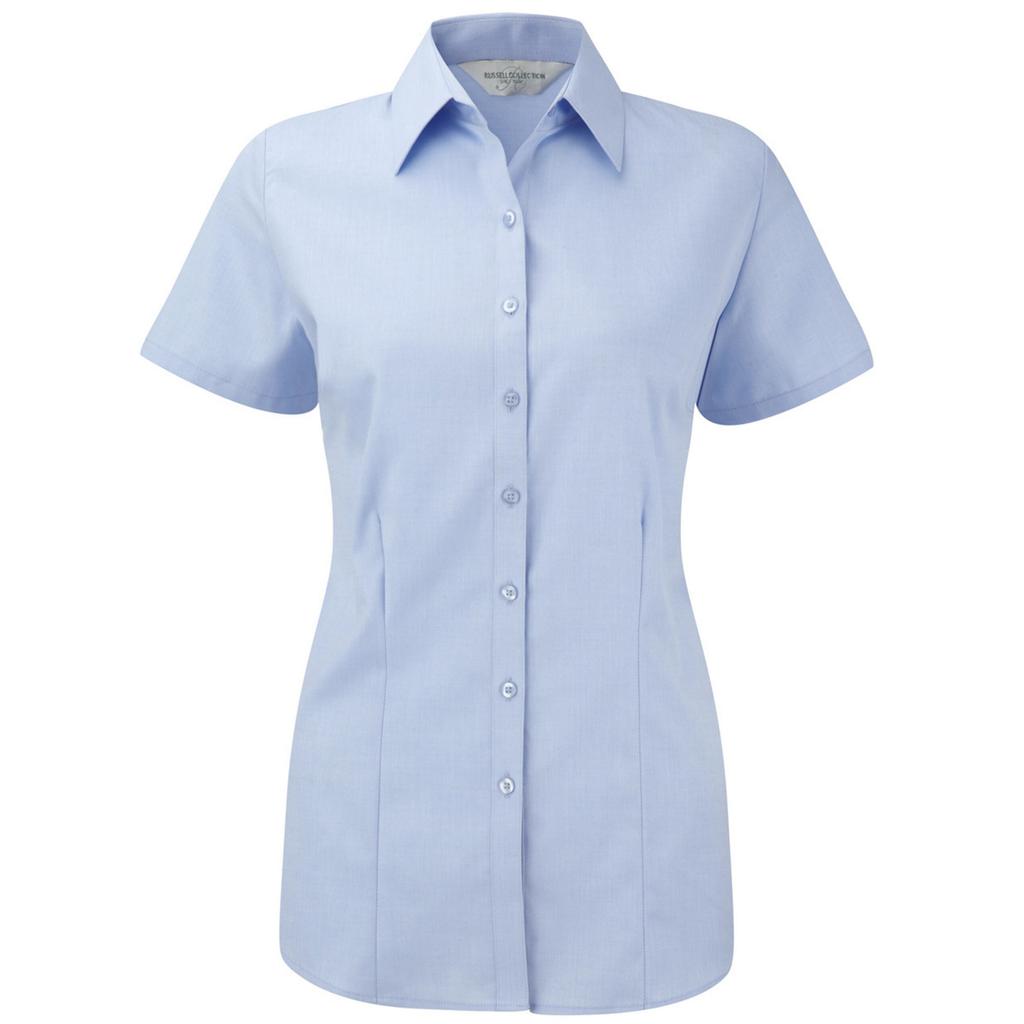 Russell Collection Womens/Ladies Herringbone Short-Sleeved Shirt