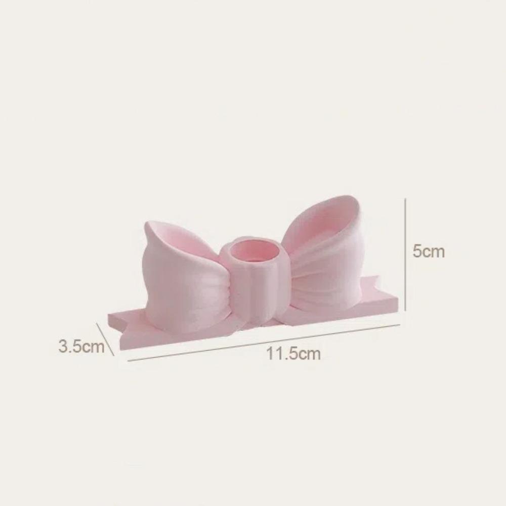 Ins Style Long Candle Candlestick Bow Shaped Mini Candle Stands Creative Bow Candle Holder