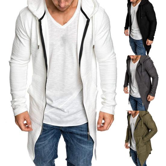 Zipper Hoodies Soft Long Sleeve Casual Men Hoodies Longline Cardigan for Outdoor