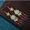 Chinese Style Gold-Plated Cloisonné Enamel Imitation Jade Tassel Earrings Recommended by Xiaohongshu Blogger