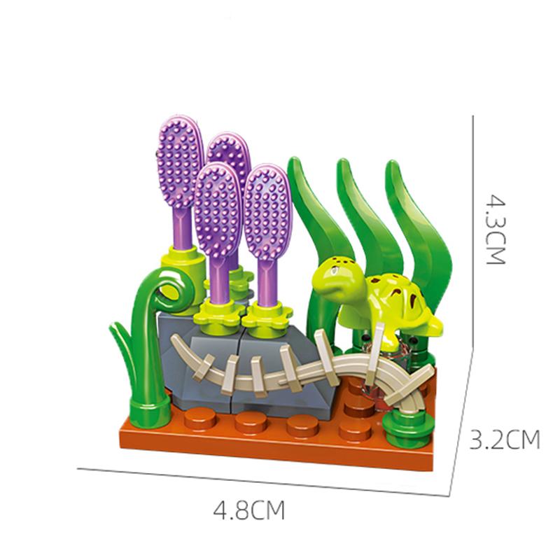 Serie Ocean Building Blocks Pesce pagliaccio Aragosta Tartaruga Alghe marine Mondo sottomarino Modello Mattoni Bambini Giocattoli fai da te Regali di festa
