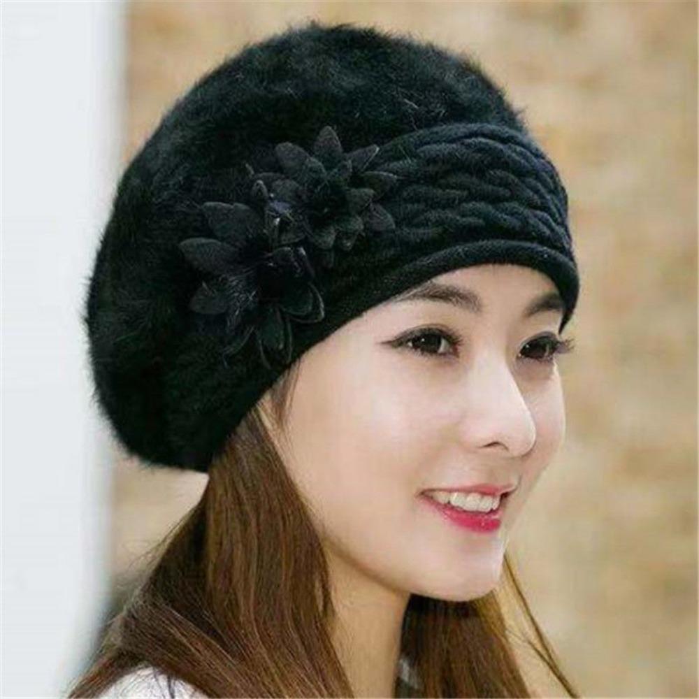 Women's Winter Fashion Mid-aged Mom Hat Autumn and Winter Beret Thickened Warm Hat