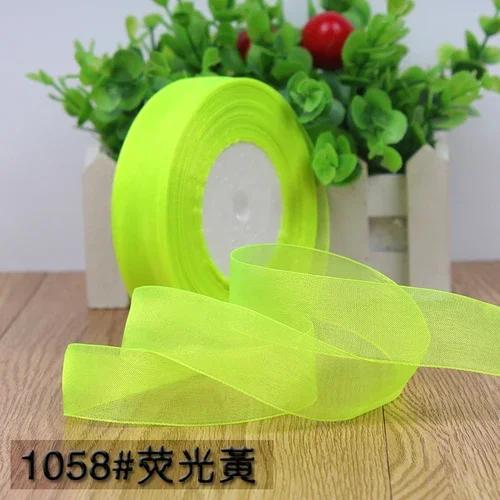 50yards 25mm Organza Chiffon Ribbons Wedding Party Decoration Handmade Ribbon Gift Wrapping Hair Hat Bows DIY Cloth Accessory