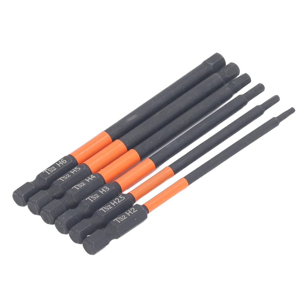 6 Szt. Zestaw Kluczy Sześciokątnych Bitów do Wiertarki H2 Do H6 100L Stop S2 Silne Magnetyczne Klucze Sześciokątne Bit do Wiertarki do Domu