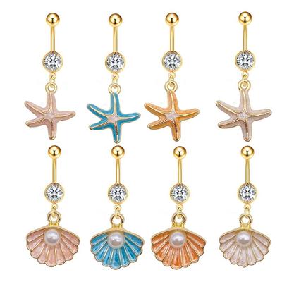 1 Stück Edelstahl Bauchnabelring Nagel Schmetterling Muschel farbiger Seestern Anhänger Bauchnabelring Piercing Schmuck