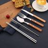 7Pcs/Set Tableware Reusable Travel Cutlery Set Camp Utensils Set 304 Stainless Steel Spoon Fork Chopsticks Straw Portable Case
