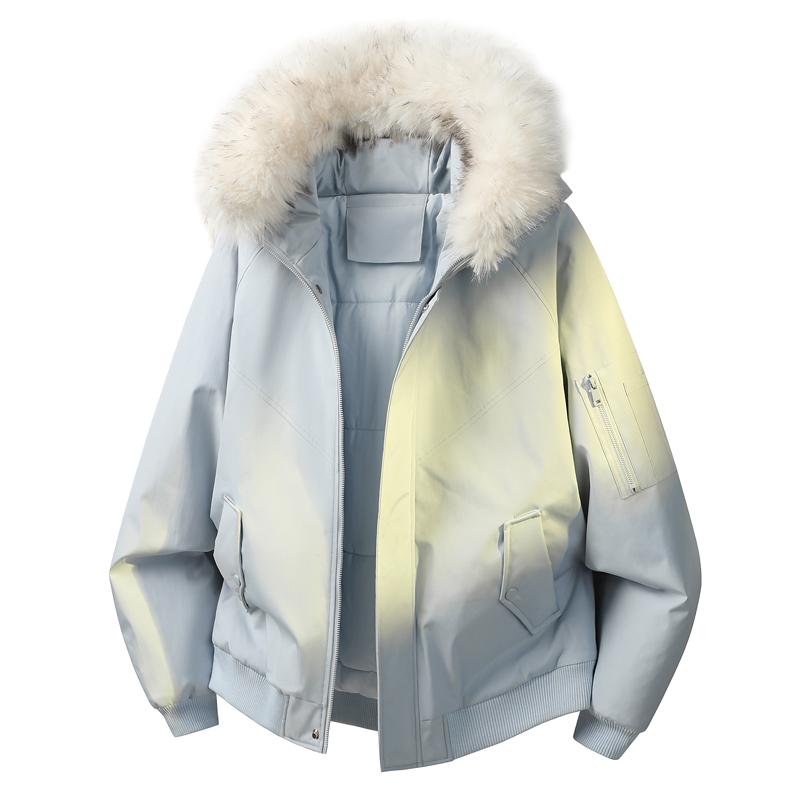 Hooded Cotton Jacket Men's Fur Collar Cotton Jacket Men's Hooded Workwear Jacket Men's Winter Fleece Jacket