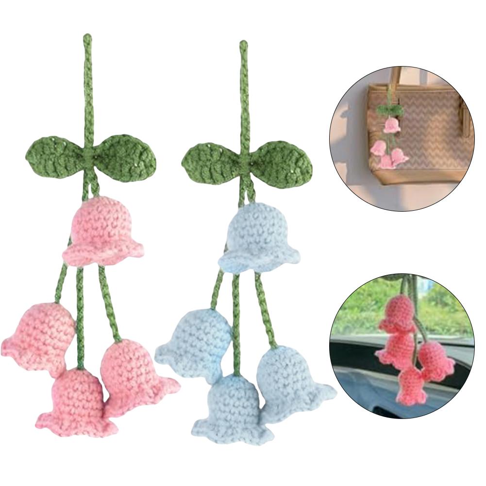 Everyday Driving Car Interior Accessories Crochet Car Mirror Pendant Charming Decorative Touch Convenient Installation