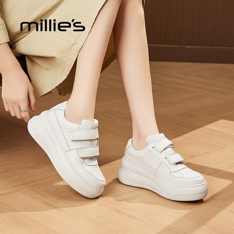 Millies Women s Genuine Leather Platform Velcro Casual Sneakers 36