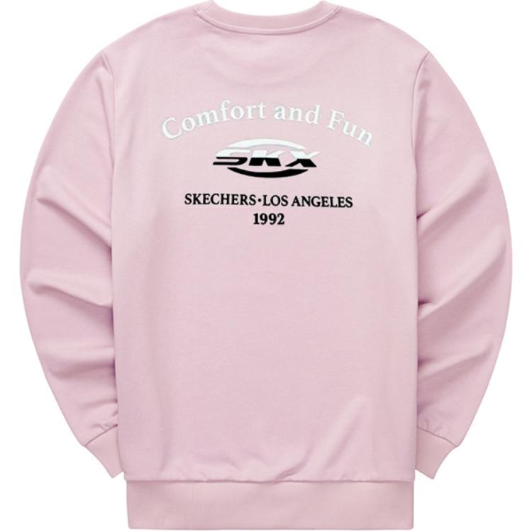 Skechers Colorful Casual Series Fleece Round Neck Fashion Versatile Long Sleeve Sweatshirt Unisex sweatshirt Pink FHP122U003-01NX