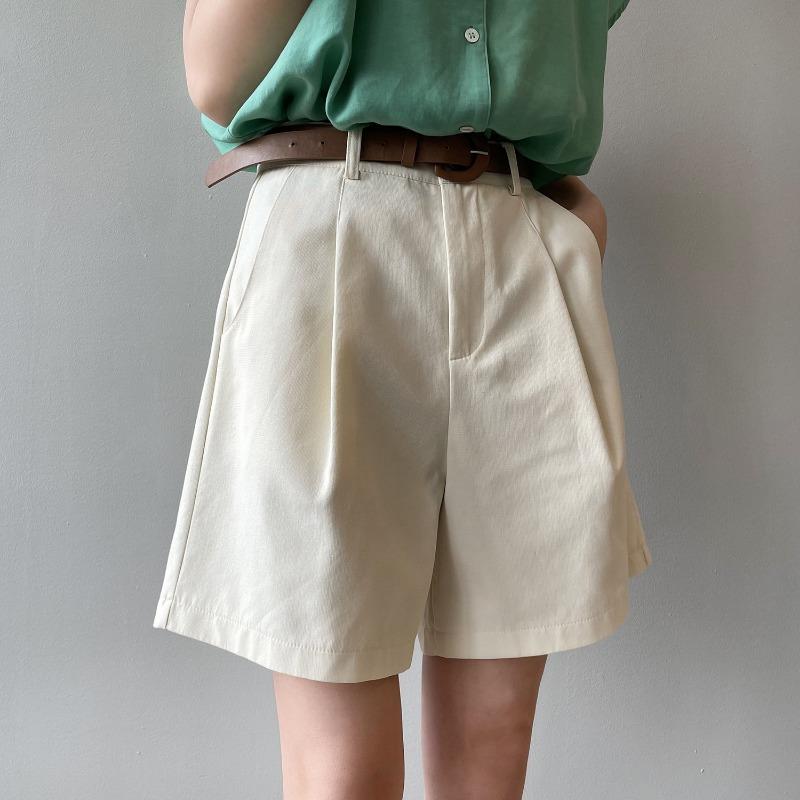Summer Loose Wide Leg Shorts for Women New Korean Fashion Casual High Waisted Short Pants Elegant Solid Color Shorts Trousers 677
