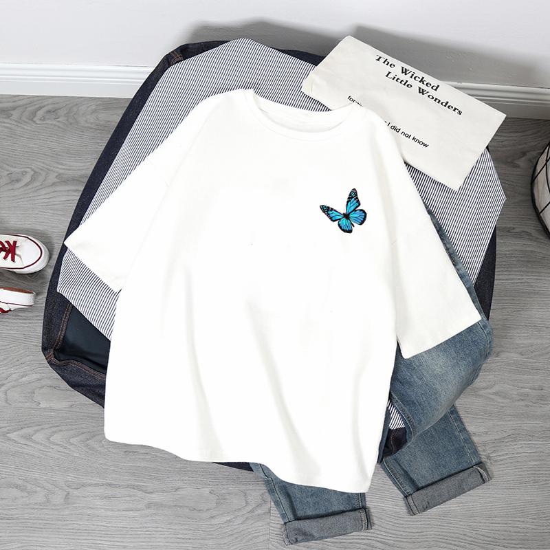 Übergroße T-Shirts Damen Schmetterlingsdruck T-Shirt Sommer Kurzarmshirt Harajuku Mode Grafik-Tops Damen T-Shirt Kleidung