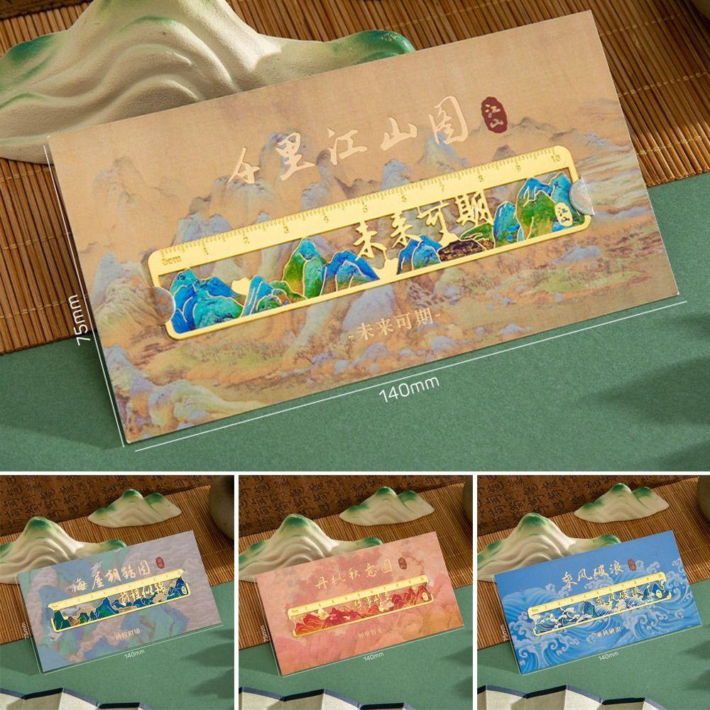 

Drawing Tools Ruler Bookmark Measuring Tool Book Page Pagination Exquisite Metal Hollow Bookmark