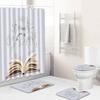 Fashion Textured Bathroom Shower Curtain Floor Mat Toilet Cover Foot Mat Four-Piece Set