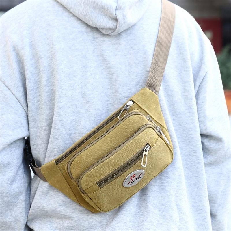 Fashion Canvas Waist Bag for Men Versatile Mobile Phone Holder Ideal for Outdoor Use
