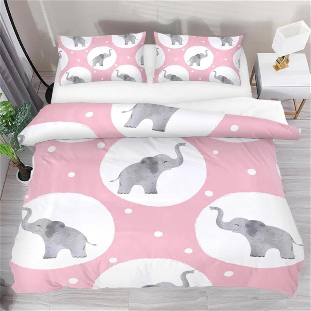 Baby Elephant Animal Bedding Sets With 1/2 Pillowcases 75*50Cm, 3D Printed Duvet Covers Bedding Set For Kids Teenagers Adults