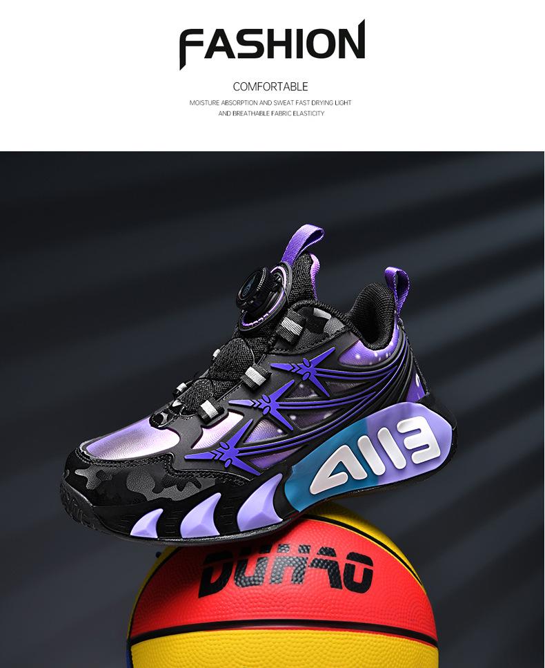Rutschfeste Leder-Basketballschuhe für Kinder - Strapazierfähige, verschleißfeste Laufschuhe für Jungen