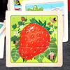 11x11cm Baby Montessori Spielzeug Holzpuzzle Cartoon Tier Frucht Fahrzeug 3D Puzzle Spiel Pädagogisches Legespielzeug für Kinder