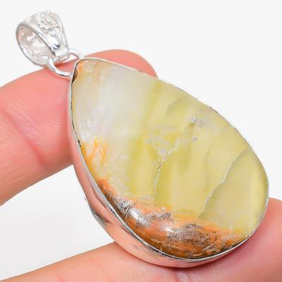 Natural Orange Seraphinite Gemstone 925 Sterling Silver Pendant 1.97" Z0f16