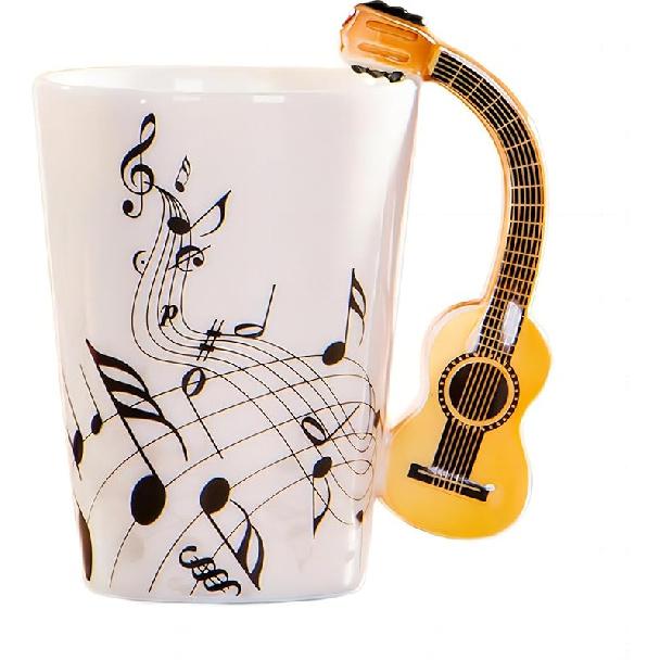 8.5oz Creative Music Mug Violin Style Guitar Ceramic Mug Coffee Tea Milk Stave Cups with Handle Coffee Mugs Novelty Gifts