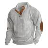 Herren Pullover Outdoor Casual Geknöpft Stehkragen Langarm Pit Strip Cord Sweatshirt Herbst Winter Mode