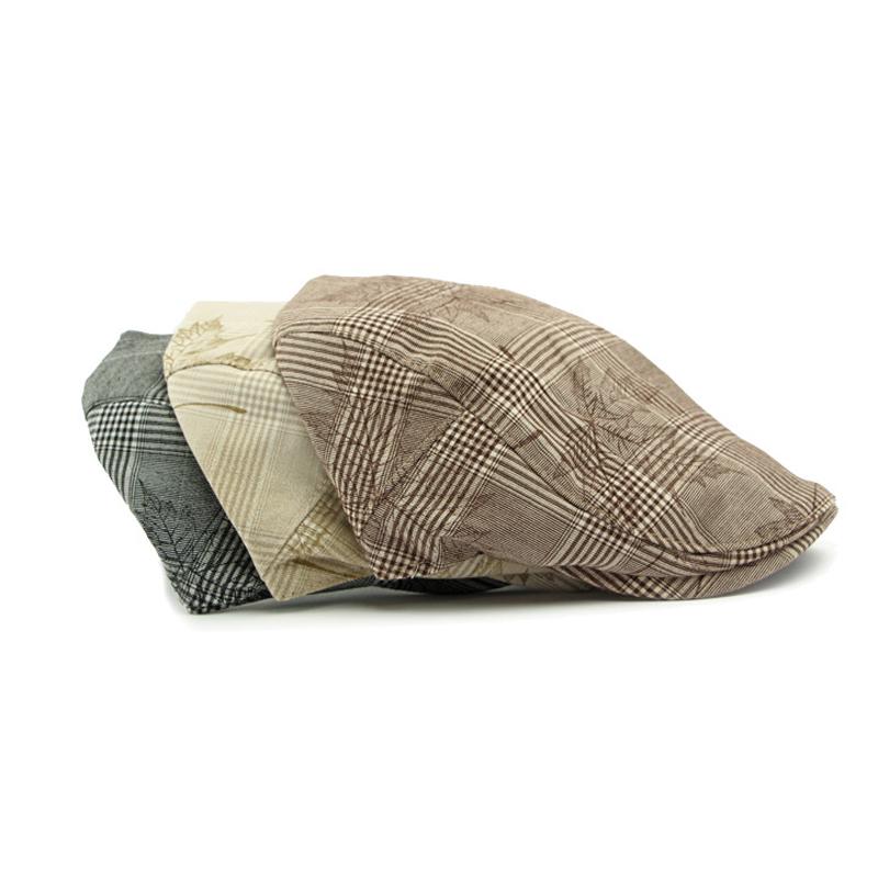 Spring Hat Autumn Beret British Vintage Paintsman Hat Printed Plaid Peaked Cap for Men