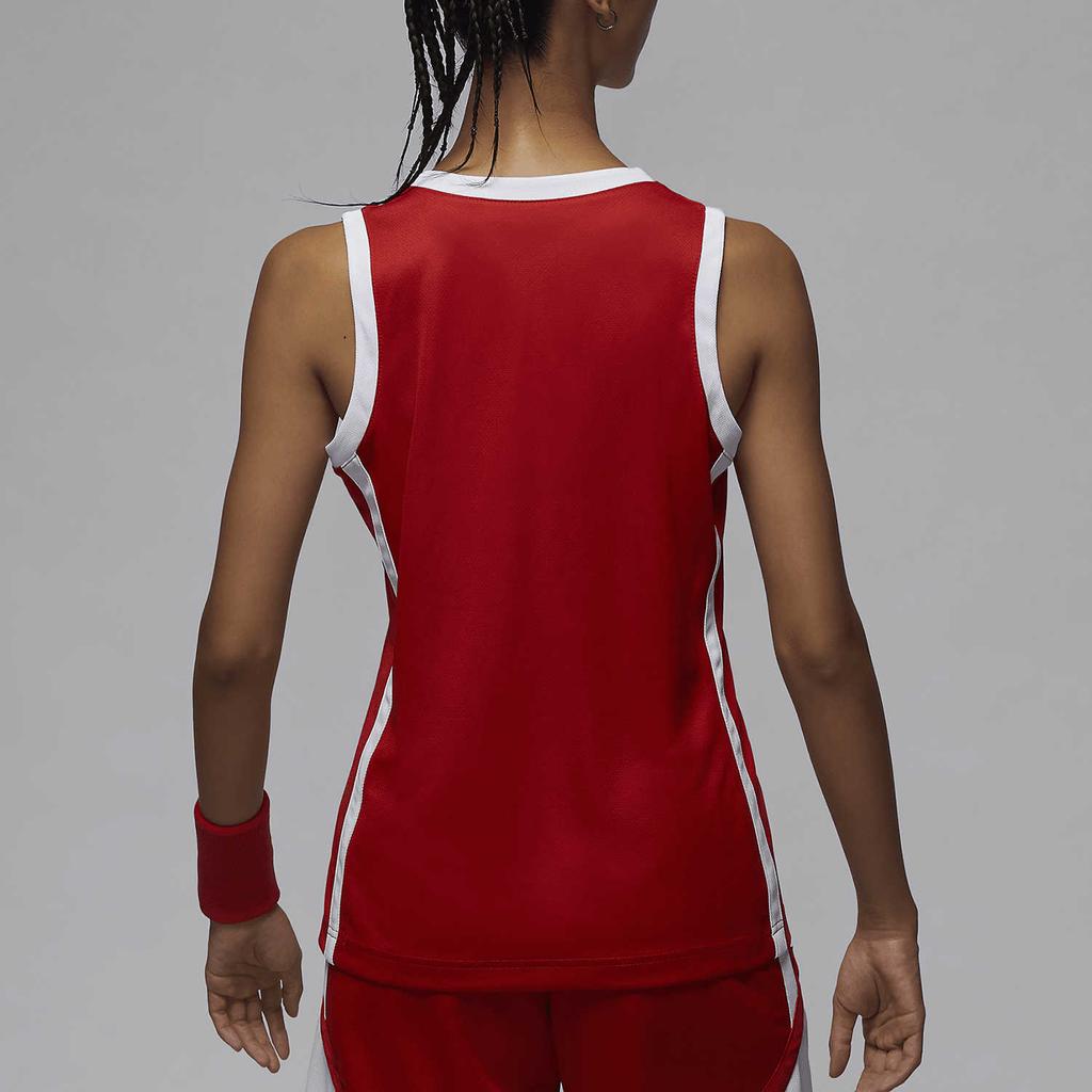 Jordan Dri-Fit Color Block Logo Print Letter V-Neck Sleeveless Basketball Jersey Women Tops Red HF1070-658